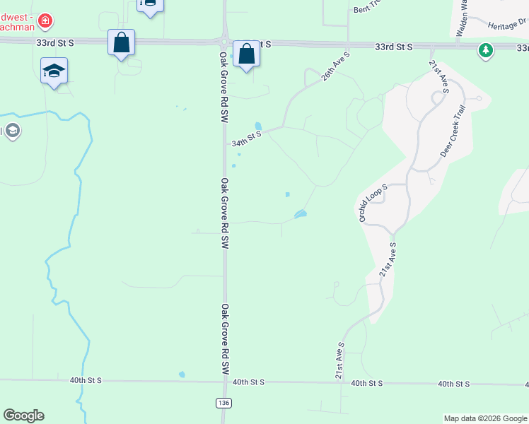 map of restaurants, bars, coffee shops, grocery stores, and more near 3486-3726 Oak Grove Road Southwest in Saint Cloud