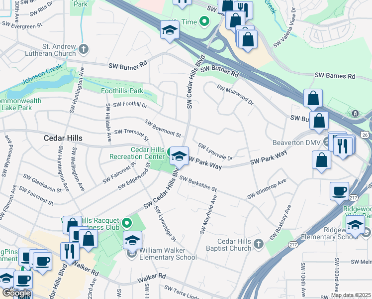 map of restaurants, bars, coffee shops, grocery stores, and more near 11410 Southwest Lynnvale Drive in Portland