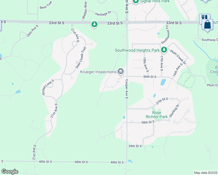 map of restaurants, bars, coffee shops, grocery stores, and more near 3558 Wildflower Road in St. Cloud