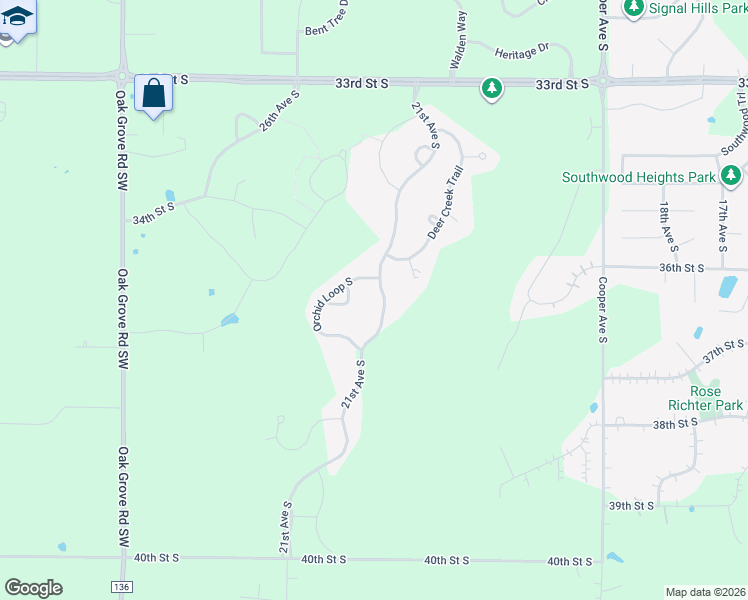 map of restaurants, bars, coffee shops, grocery stores, and more near 3621 21st Avenue South in St. Cloud