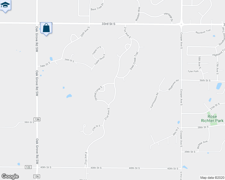 map of restaurants, bars, coffee shops, grocery stores, and more near 3621 21st Avenue South in St. Cloud