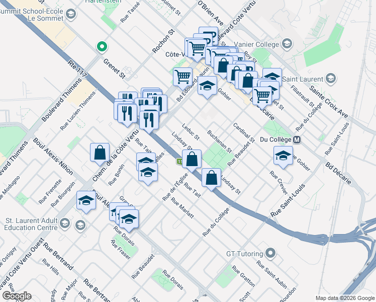 map of restaurants, bars, coffee shops, grocery stores, and more near 840 Rue Lindsay in Montréal