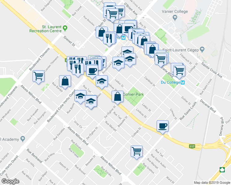 map of restaurants, bars, coffee shops, grocery stores, and more near 840 Rue Lindsay in Montréal