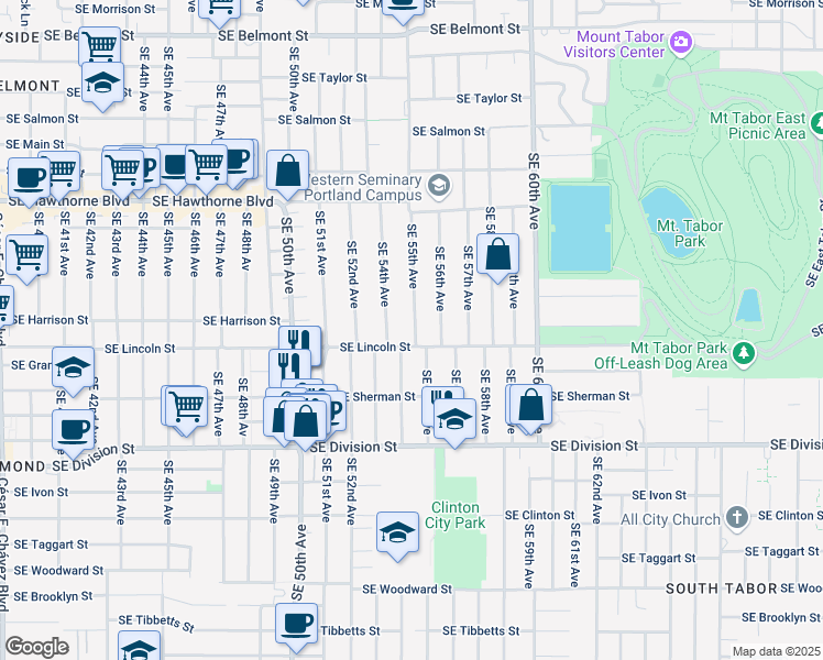 map of restaurants, bars, coffee shops, grocery stores, and more near in Portland