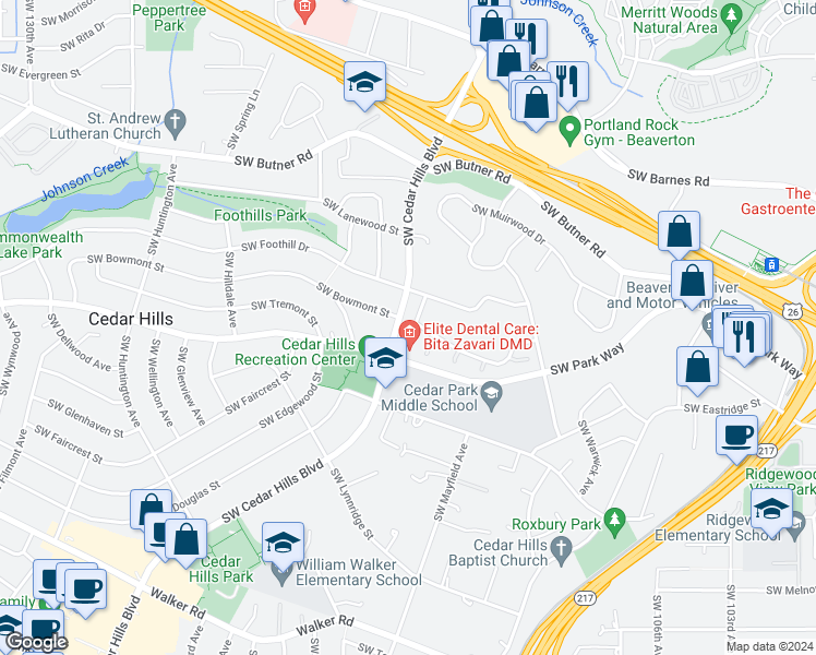 map of restaurants, bars, coffee shops, grocery stores, and more near 11410 Southwest Lynnvale Drive in Portland