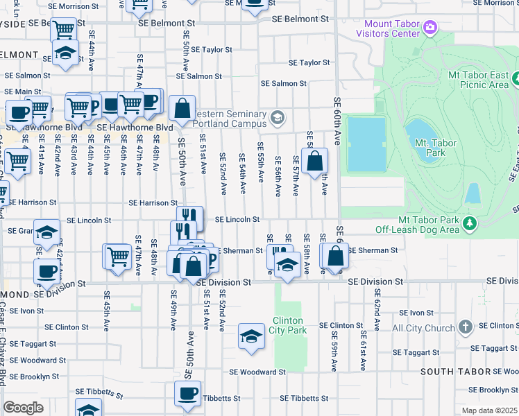 map of restaurants, bars, coffee shops, grocery stores, and more near in Portland