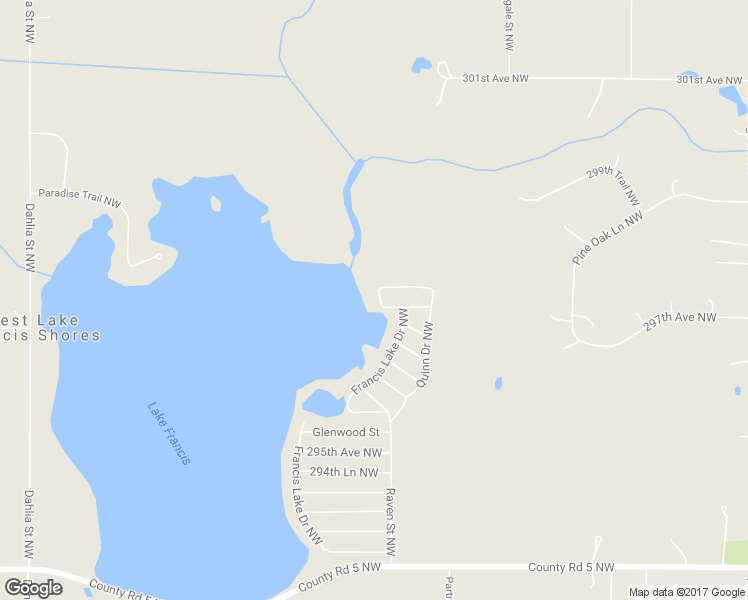 map of restaurants, bars, coffee shops, grocery stores, and more near 29740 Francis Lake Drive Northwest in Isanti