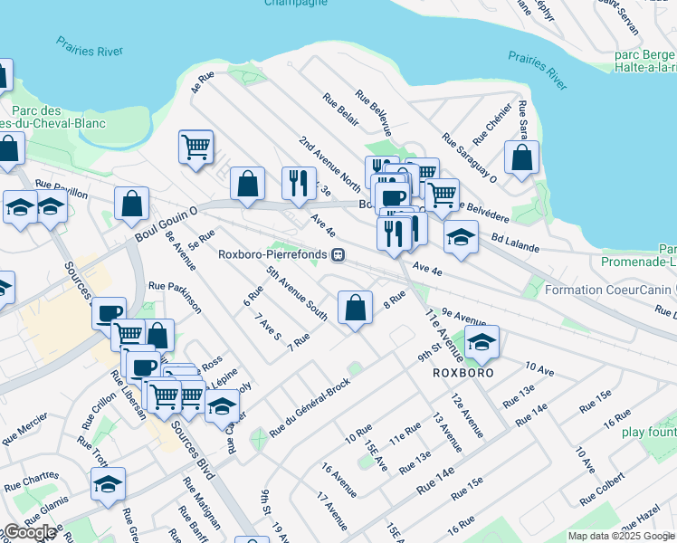 map of restaurants, bars, coffee shops, grocery stores, and more near 35 Rue Georges Vanier in Montréal