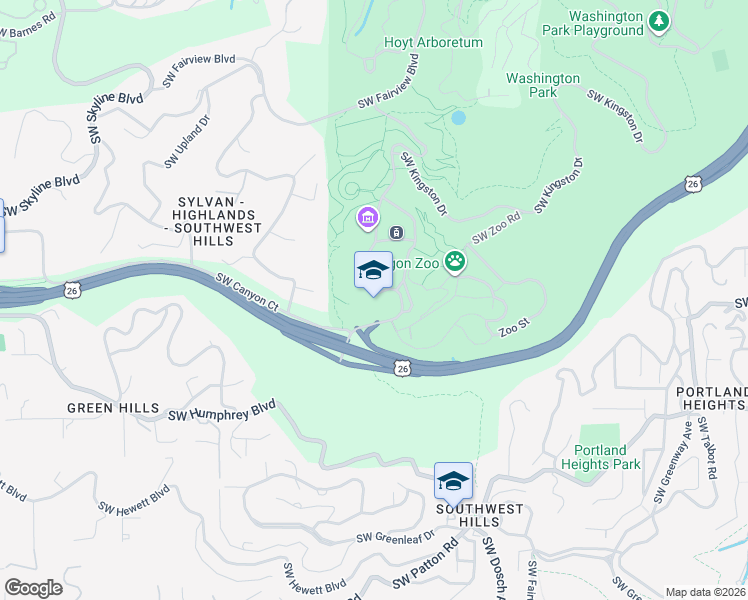 map of restaurants, bars, coffee shops, grocery stores, and more near 4015 Southwest Canyon Road in Portland