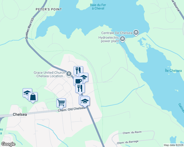 map of restaurants, bars, coffee shops, grocery stores, and more near Chemin Chelrod in Chelsea