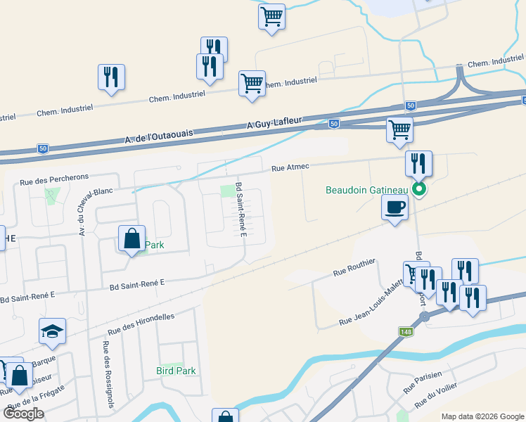 map of restaurants, bars, coffee shops, grocery stores, and more near 35 Rue Paul-Laframboise in Gatineau