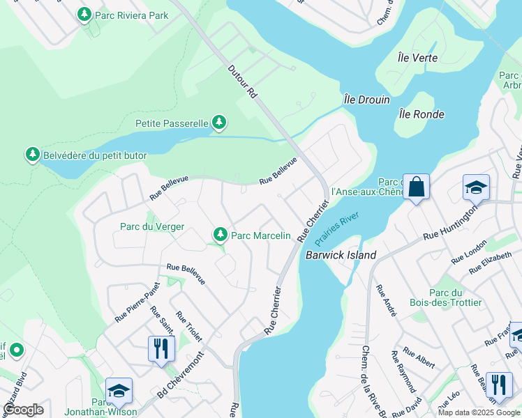 map of restaurants, bars, coffee shops, grocery stores, and more near 219 Rue Laurier in Montréal