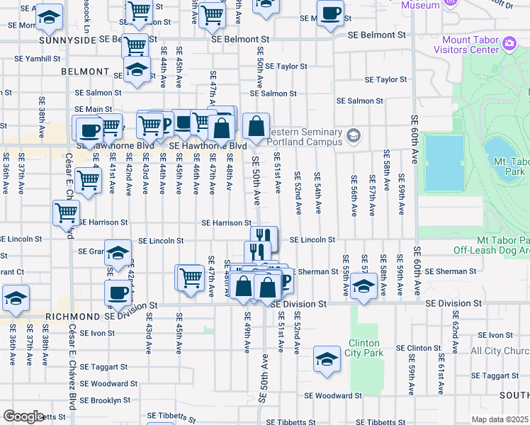 map of restaurants, bars, coffee shops, grocery stores, and more near in Portland