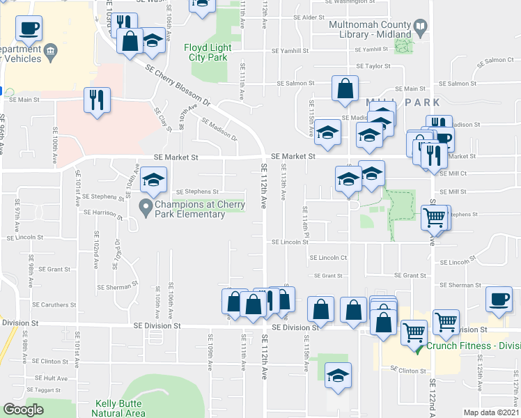map of restaurants, bars, coffee shops, grocery stores, and more near in Portland