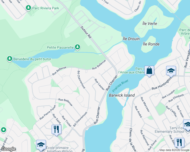 map of restaurants, bars, coffee shops, grocery stores, and more near 222 Rue Laurier in Montréal