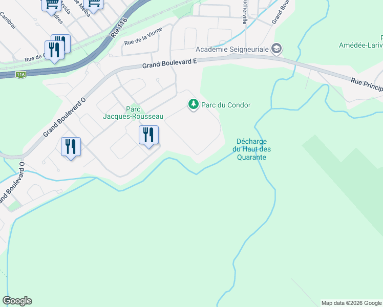 map of restaurants, bars, coffee shops, grocery stores, and more near 252 Rue de l'Aigle in Carignan