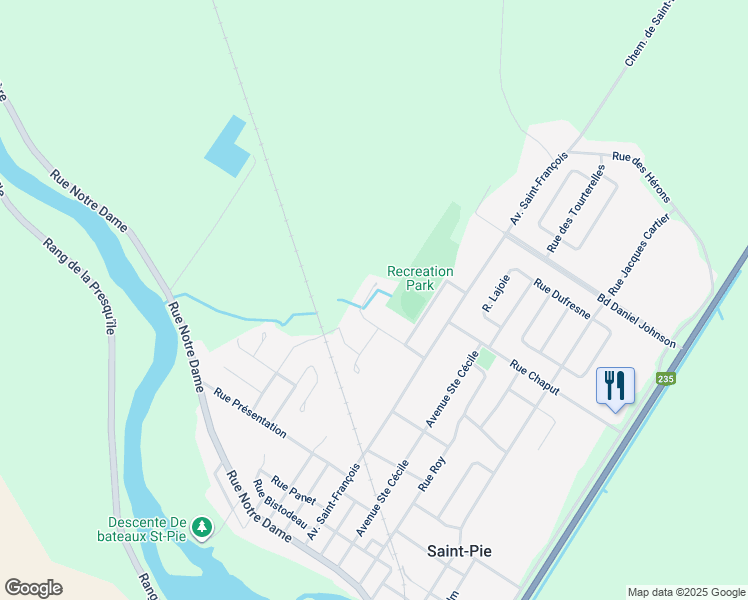 map of restaurants, bars, coffee shops, grocery stores, and more near 117 Rue Nichols in Saint-Pie