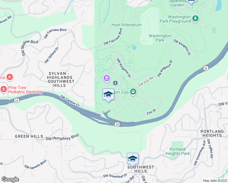 map of restaurants, bars, coffee shops, grocery stores, and more near 4027 Southwest Canyon Road in Portland