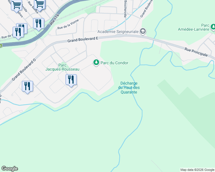 map of restaurants, bars, coffee shops, grocery stores, and more near rue de l'oiselet in Carignan
