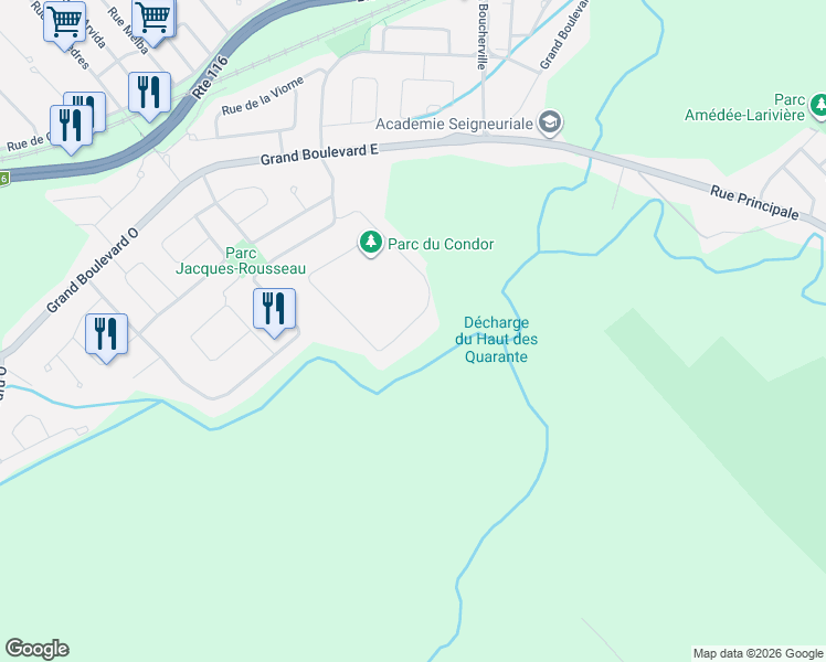 map of restaurants, bars, coffee shops, grocery stores, and more near rue de l'oiselet in Carignan