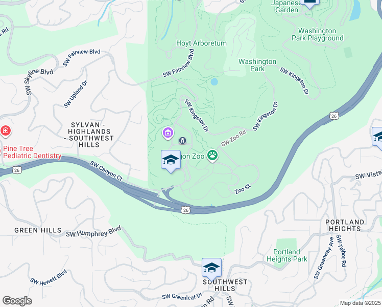 map of restaurants, bars, coffee shops, grocery stores, and more near 4027 Southwest Canyon Road in Portland