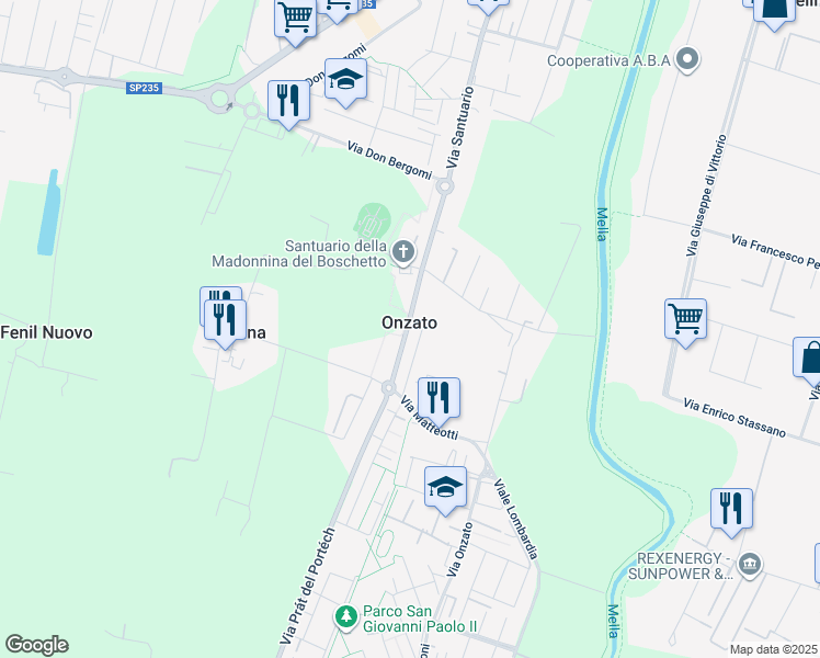map of restaurants, bars, coffee shops, grocery stores, and more near 15 Via Gramsci in Castel Mella