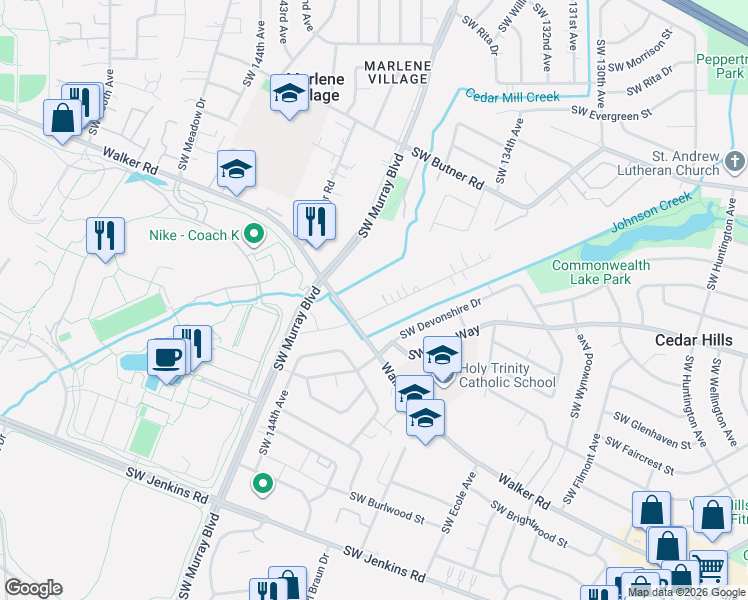 map of restaurants, bars, coffee shops, grocery stores, and more near 13885 SW Far Vista Dr in Beaverton