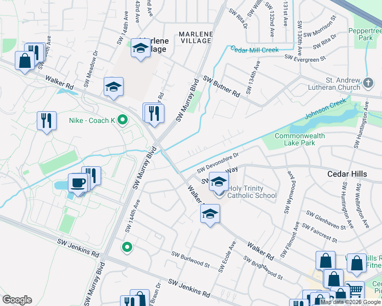 map of restaurants, bars, coffee shops, grocery stores, and more near 13885 Southwest Far Vista Drive in Beaverton