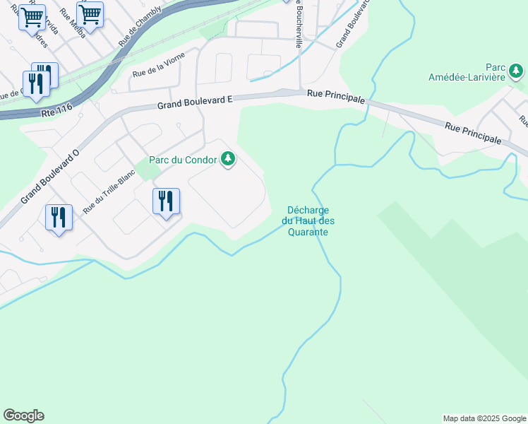 map of restaurants, bars, coffee shops, grocery stores, and more near 208 Rue de l'Aigle in Carignan