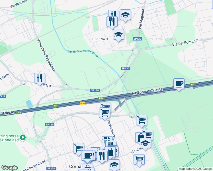 map of restaurants, bars, coffee shops, grocery stores, and more near 8 Via San Gottardo in Cornaredo
