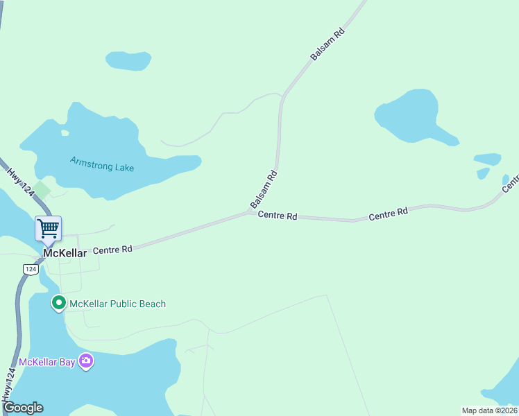 map of restaurants, bars, coffee shops, grocery stores, and more near 1 Balsam Road in McKellar
