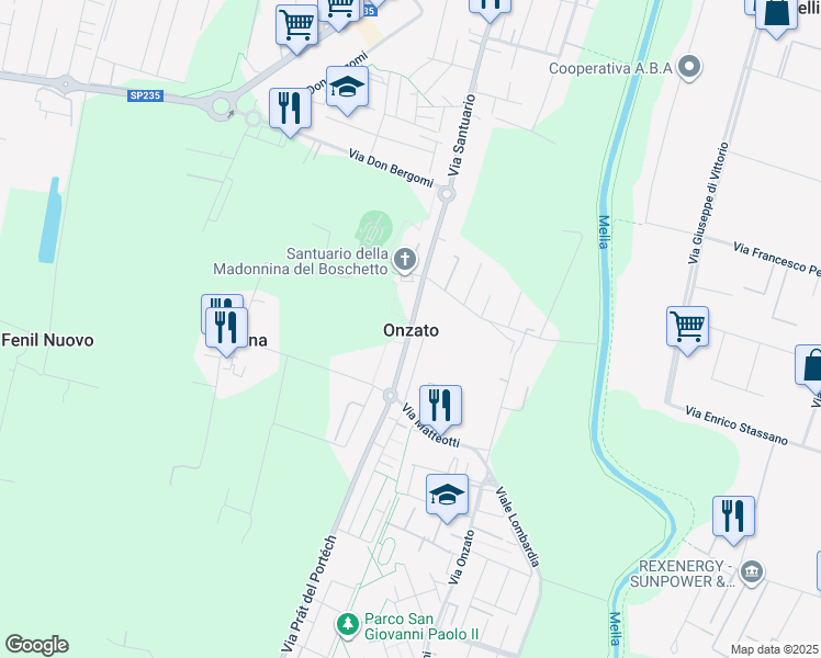 map of restaurants, bars, coffee shops, grocery stores, and more near 15 Via Gramsci in Castel Mella