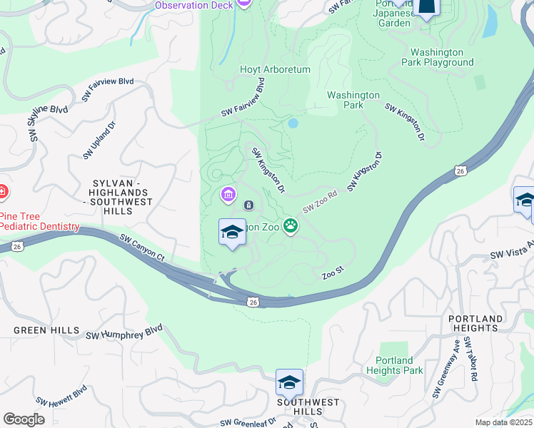 map of restaurants, bars, coffee shops, grocery stores, and more near 4001 Southwest Canyon Road in Portland