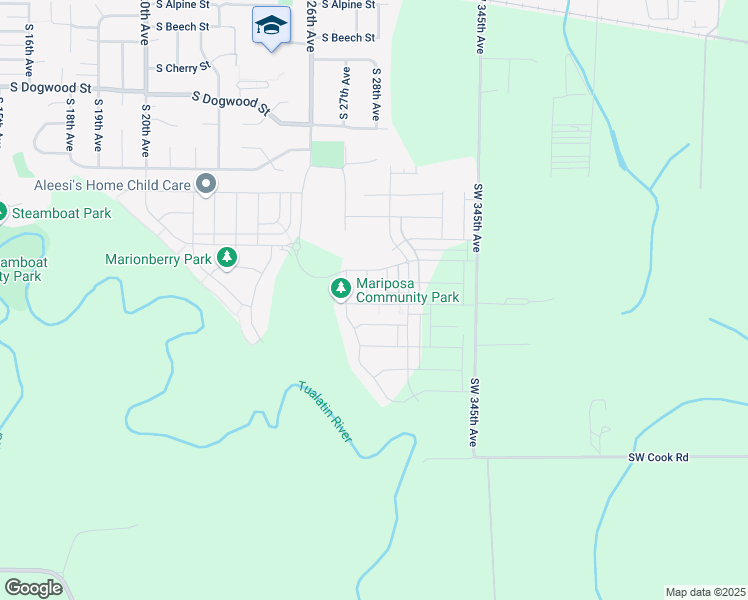 map of restaurants, bars, coffee shops, grocery stores, and more near 1353 Southwest 345th Avenue in Cornelius
