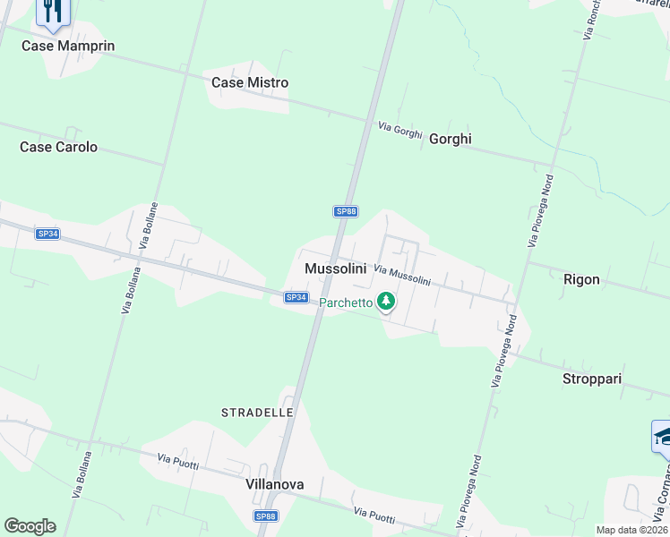 map of restaurants, bars, coffee shops, grocery stores, and more near in Mussolini