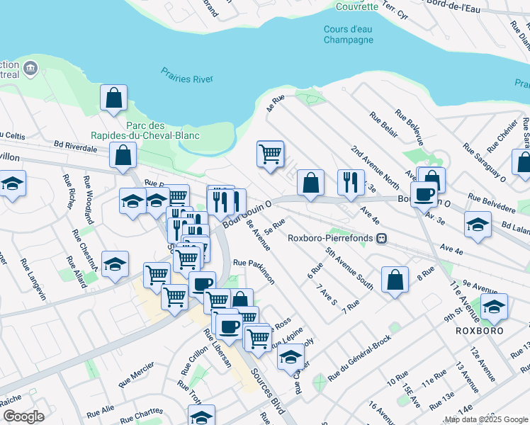 map of restaurants, bars, coffee shops, grocery stores, and more near in Montreal