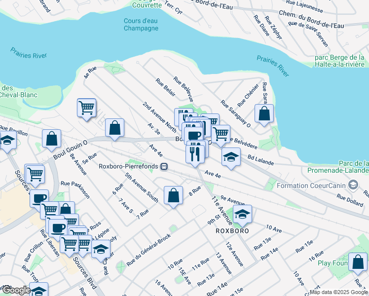 map of restaurants, bars, coffee shops, grocery stores, and more near in Montreal