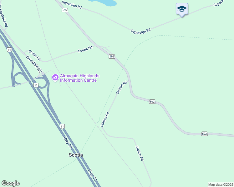 map of restaurants, bars, coffee shops, grocery stores, and more near Station Road in Emsdale