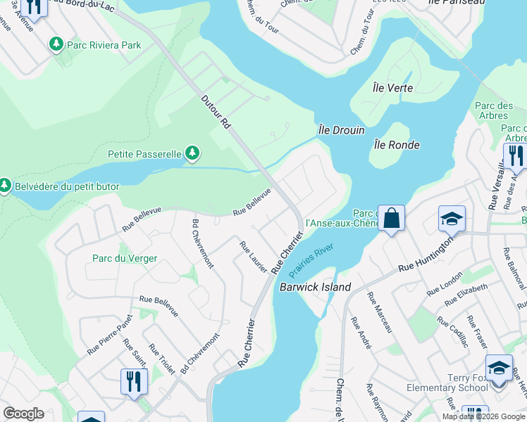 map of restaurants, bars, coffee shops, grocery stores, and more near 319 Avenue des Ormes in Montréal