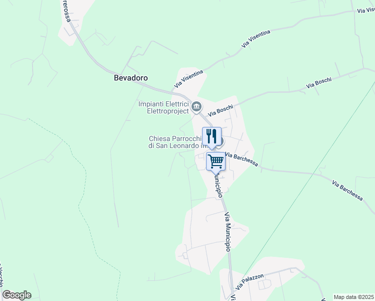 map of restaurants, bars, coffee shops, grocery stores, and more near 7 Via Cimitero in Bevadoro