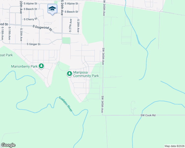 map of restaurants, bars, coffee shops, grocery stores, and more near 865-869 Southwest 345th Avenue in Hillsboro