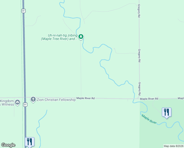map of restaurants, bars, coffee shops, grocery stores, and more near 2805 Pine Trail in Brutus
