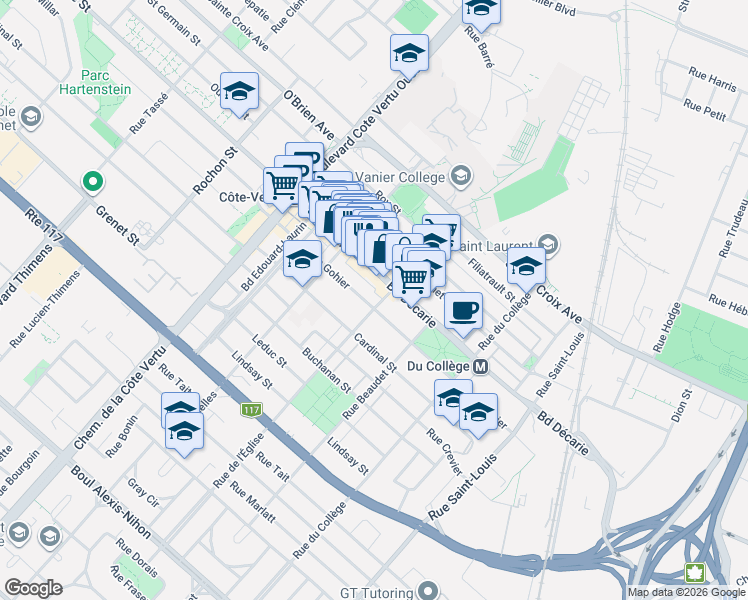 map of restaurants, bars, coffee shops, grocery stores, and more near 1545 Rue de l'Église in Montréal