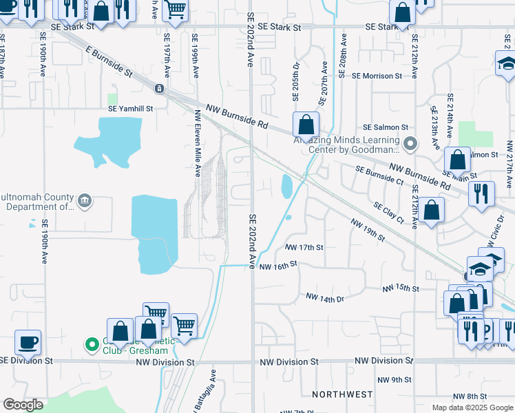 map of restaurants, bars, coffee shops, grocery stores, and more near 2020 Northwest Birdsdale Avenue in Gresham