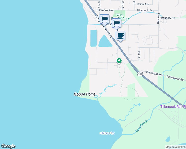 map of restaurants, bars, coffee shops, grocery stores, and more near Clam Street in Bay City