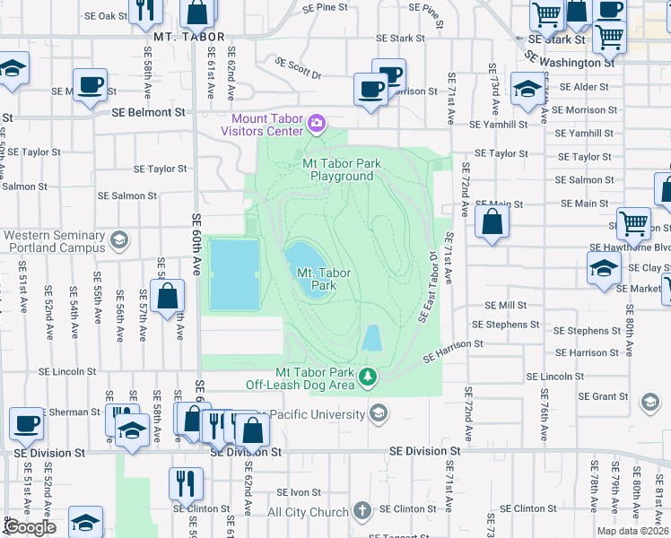 map of restaurants, bars, coffee shops, grocery stores, and more near 6325 Southeast Division Street in Portland