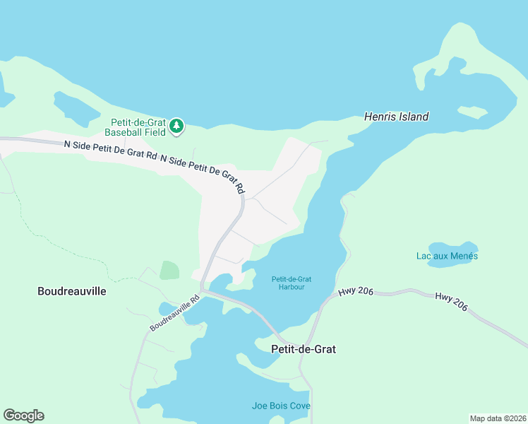 map of restaurants, bars, coffee shops, grocery stores, and more near 3462 North Side Petit De Grat Road in Petit-de-Grat