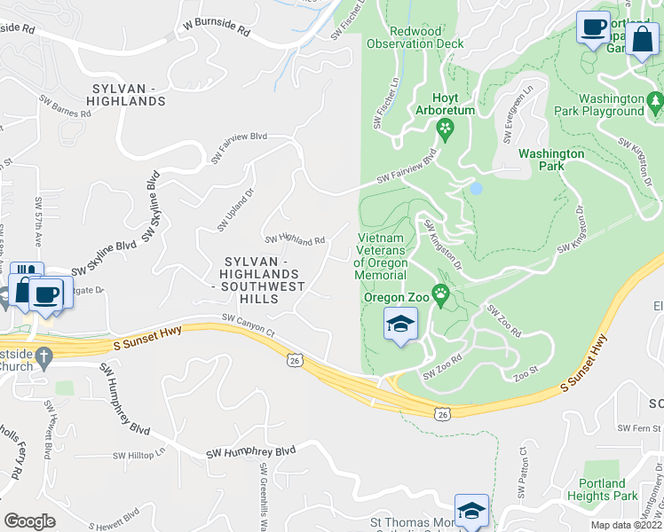 map of restaurants, bars, coffee shops, grocery stores, and more near 4230 Southwest Torr Lane in Portland