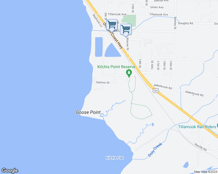 map of restaurants, bars, coffee shops, grocery stores, and more near 4635 Salmon Street in Bay City