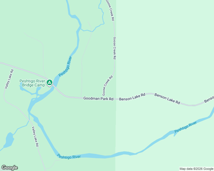 map of restaurants, bars, coffee shops, grocery stores, and more near Goose Creek Road in Athelstane